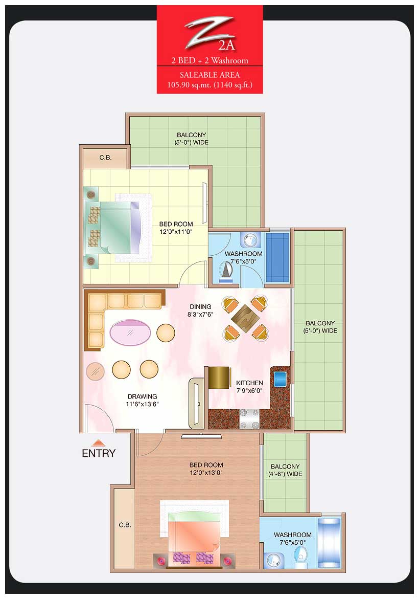 property.realestateind...2 Bedroom+2 Washroom(2A) Floor