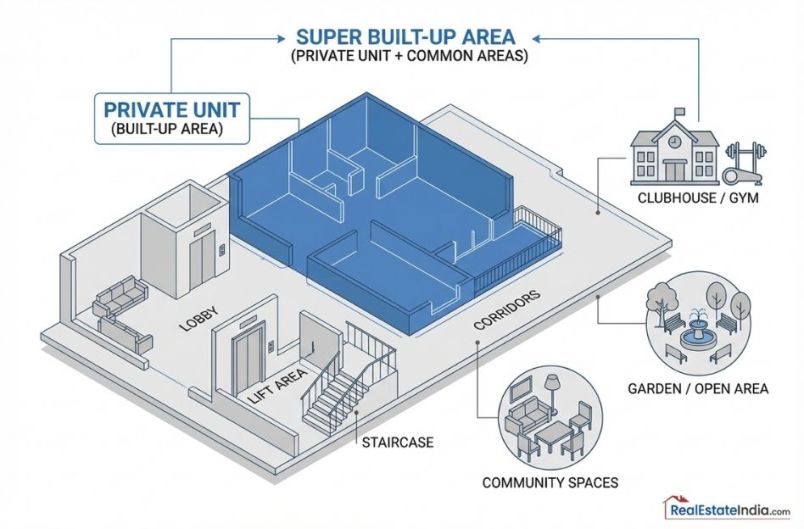 What is Carpet, Built-up, and Super Built-up Area? Complete Guide 2026