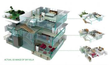 Duplex sky villas with terrace garden 3d plan