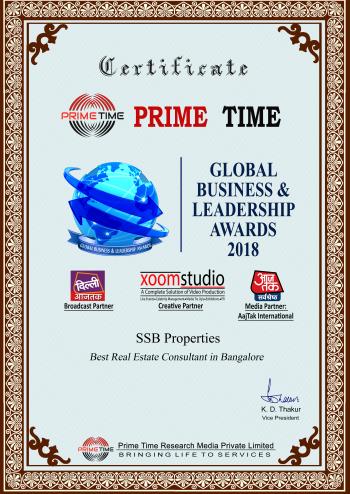 Global Business leadership Awards 2018 - Best realestate Consultant in bangalore-