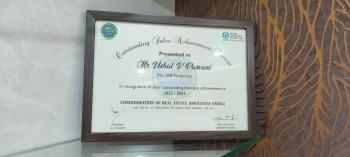 Recognition for Outstanding Business Achievement for yr 2023-24 - to Vishal V Parwani SSB Properties - presented by Confederation Of Real Estate Associates- India (CREA-I)