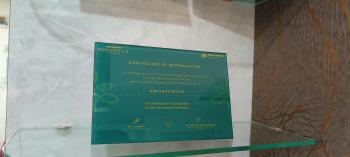 Certificate of Appreciation for the  