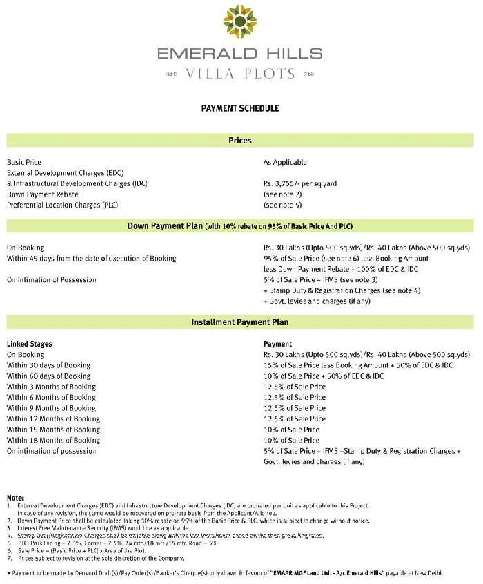 Emerald Hills Villa Plots, Gurgaon - Villas Plots