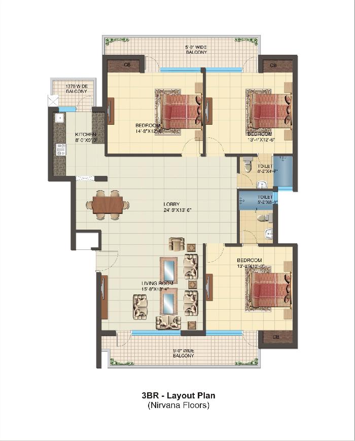 KLJ Nirvana Floors, Bahadurgarh - 3/5 BHK Apartment