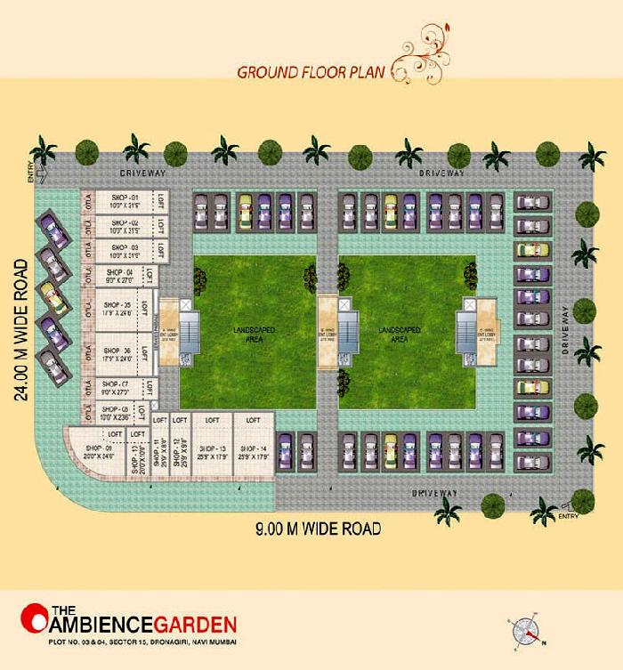 Ambience Garden, Navi Mumbai - Shops with 1/2 BHK Apartments