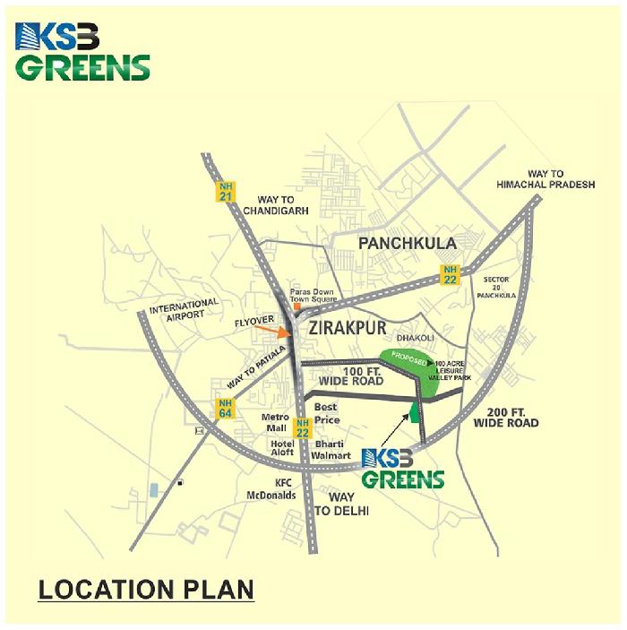 KSB Greens, Zirakpur - 1,2 & 3 BHK Apartments