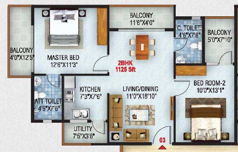 2 BHK Apartment 1125 Sq.ft. for Sale in Sarjapur Road, Bangalore
