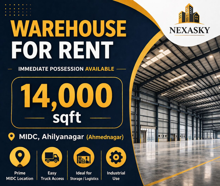  15000 Sq.ft. Warehouse for Rent in MIDC Ahmednagar, 