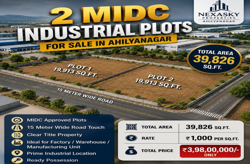  39826 Sq.ft. Industrial Land for Sale in MIDC Ahmednagar, 