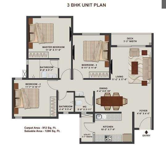 3 BHK Apartment 1286 Sq.ft. for Sale in Tumkur Road, Bangalore
