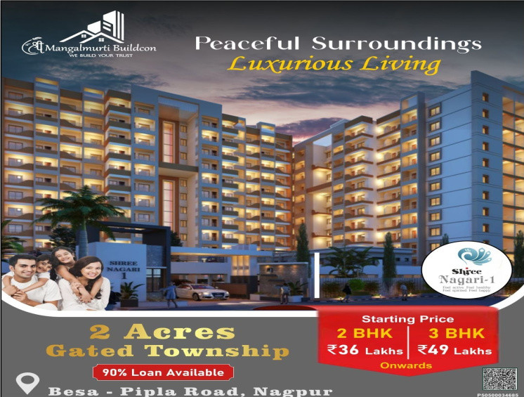 2 BHK Apartment 980 Sq.ft. for Sale in Pipla, Nagpur
