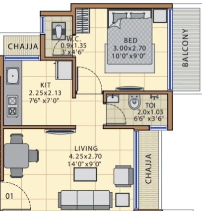 1 BHK Apartment 655 Sq.ft. for Sale in Sector 52, Dronagiri, Navi Mumbai