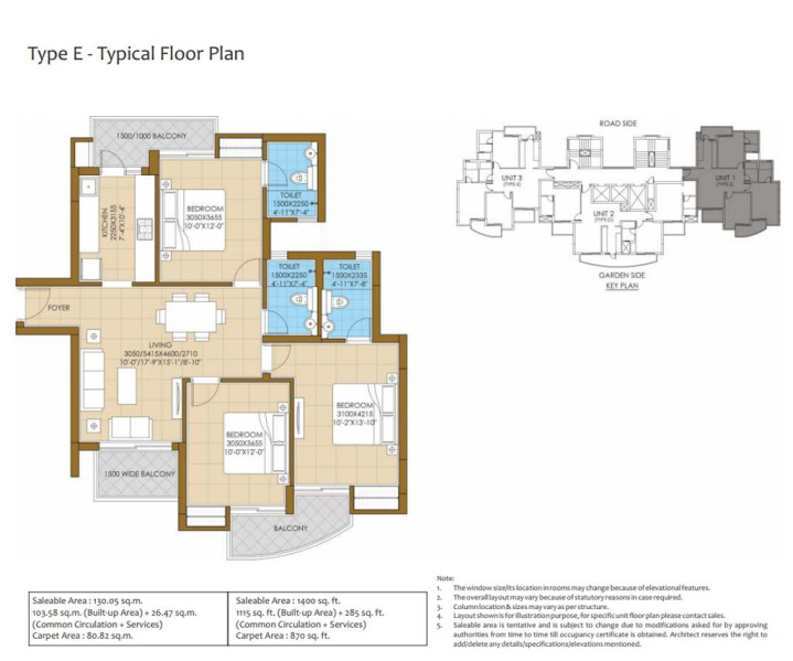 3 BHK Apartment 1123 Sq.ft. for Sale in Sector 150 Noida