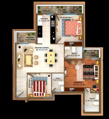 3 BHK Apartment 1650 Sq.ft. for Sale in Sector 123, Airport Road, Mohali