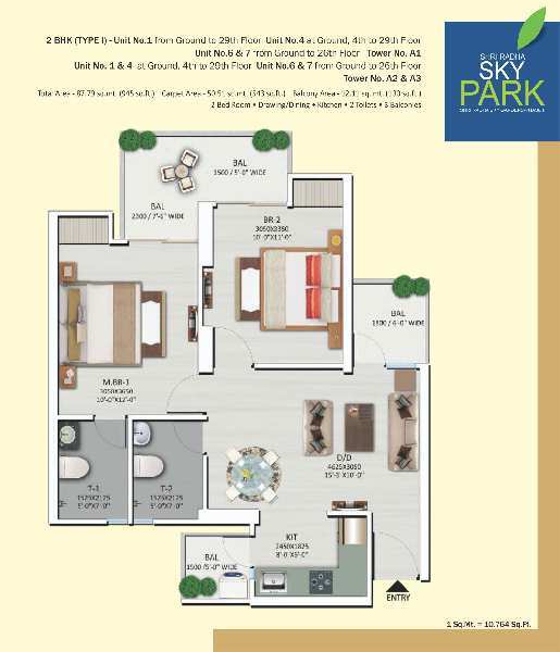 2 BHK Apartment 945 Sq.ft. for Sale in Sector 19 - (Noida) - (Uttar Pradesh) Noida