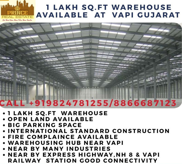  60000 Sq.ft. Warehouse for Rent in Bhilad, Valsad