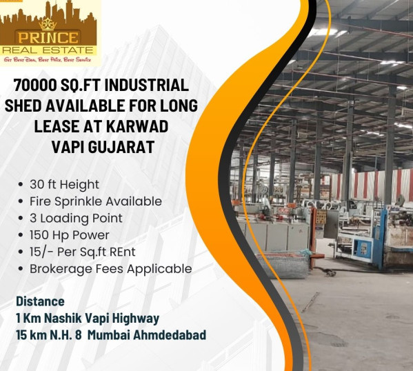  70000 Sq.ft. Factory for Rent in Dungra, Vapi