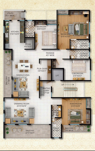 4.5 BHK 2740 Sq.ft. Apartment for Sale in Dharampeth, Nagpur