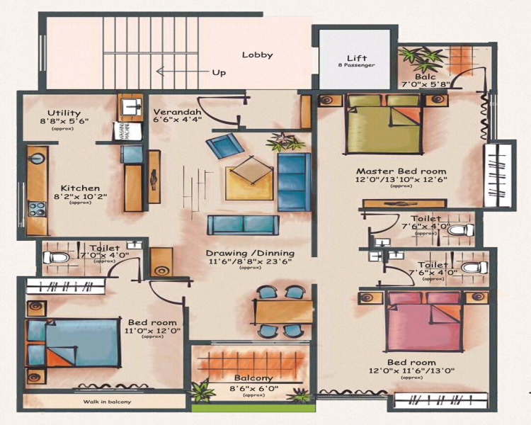 3 BHK 1500 Sq.ft. Apartment for Sale in Pratap Nagar, Nagpur