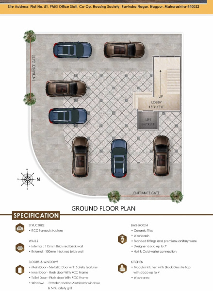 3 BHK 1642 Sq.ft. Apartment for Sale in Pratap Nagar, Nagpur