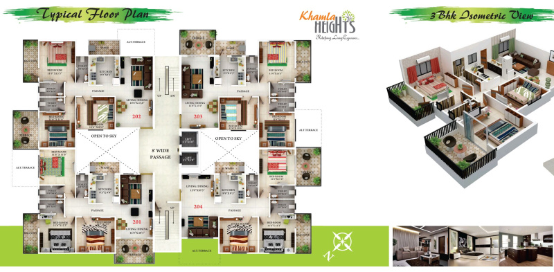 3 BHK 1600 Sq.ft. Apartment for Sale in Pandey Layout, Nagpur