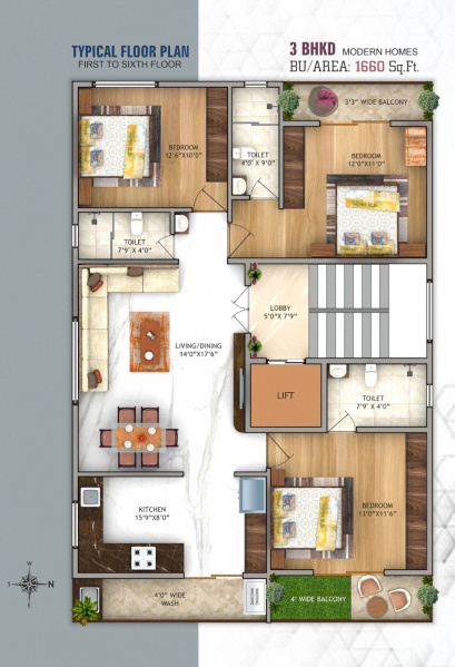 3 BHK 1600 Sq.ft. Apartment for Sale in Manewada, Nagpur