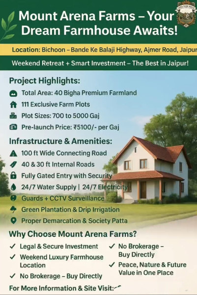 1 RK Farm House 1000 Sq. Yards for Sale in Bichoon, Jaipur