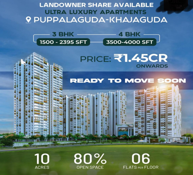 3 BHK Apartment 1500 Sq.ft. for Sale in Puppalaguda, Hyderabad