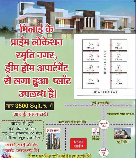  Residential Plot 1388 Sq.ft. for Sale in Bhilai Nagar, Durg