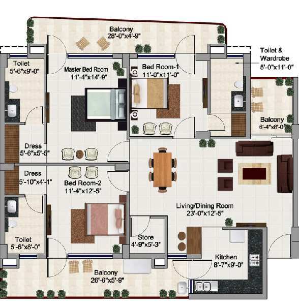 3 BHK Apartment 1906 Sq.ft. for Sale in Patiala Road, Zirakpur