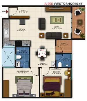 2 BHK Apartment 940 Sq.ft. for Sale in Chandapura, Bangalore