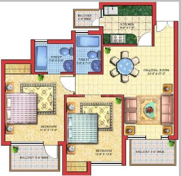 2 BHK Apartment 1235 Sq.ft. for Rent in Crossing Republik, Ghaziabad