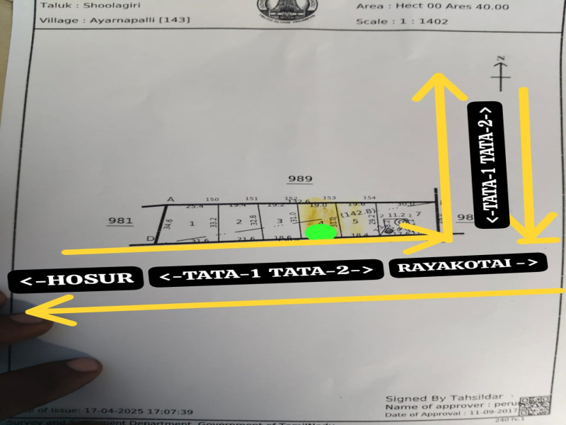  11 Cent Residential Plot for Sale in Kelamangalam Road, Hosur