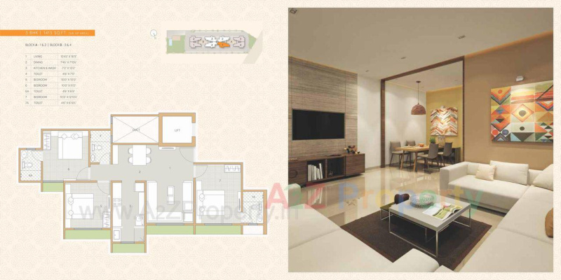 3 BHK Apartment 1433 Sq.ft. for Rent in South Bopal, Ahmedabad