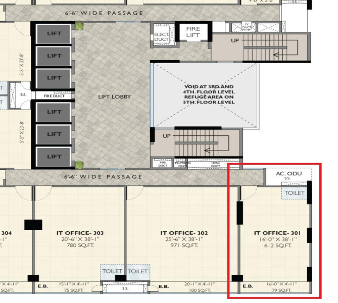  Office Space 1050 Sq.ft. for Rent in Wagle Estate, Thane
