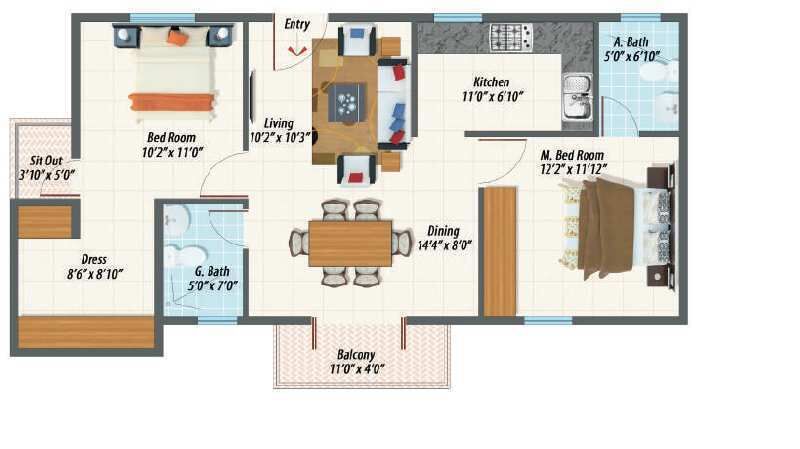 2 BHK Apartment 879 Sq.ft. for Sale in Chandapura, Bangalore