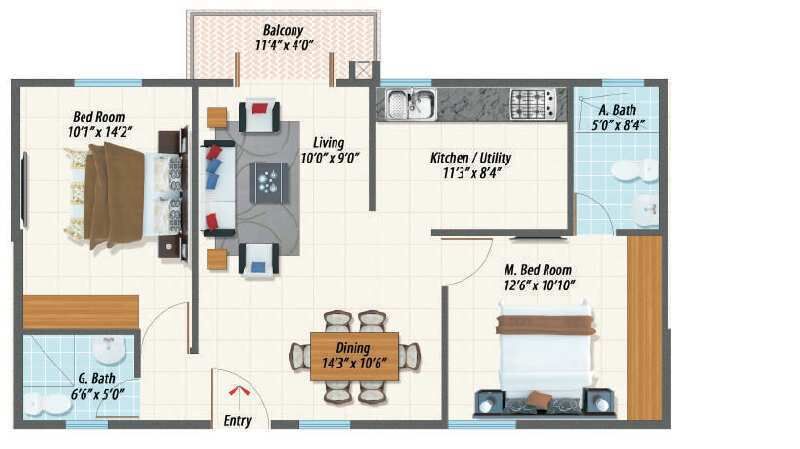 2 BHK Apartment 1068 Sq.ft. for Sale in Sarjapur Attibele Road, Bangalore