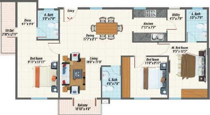 3 BHK Apartment 1467 Sq.ft. for Sale in Sarjapur, Bangalore