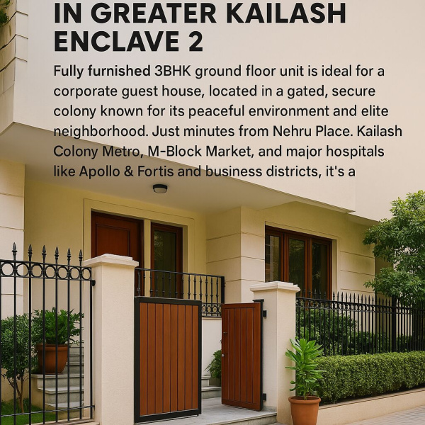 3 BHK Builder Floor 1500 Sq.ft. for Rent in Greater Kailash III, Delhi