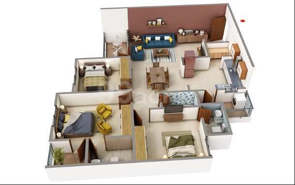 3 BHK Apartment 1755 Sq.ft. for Sale in Koba, Gandhinagar