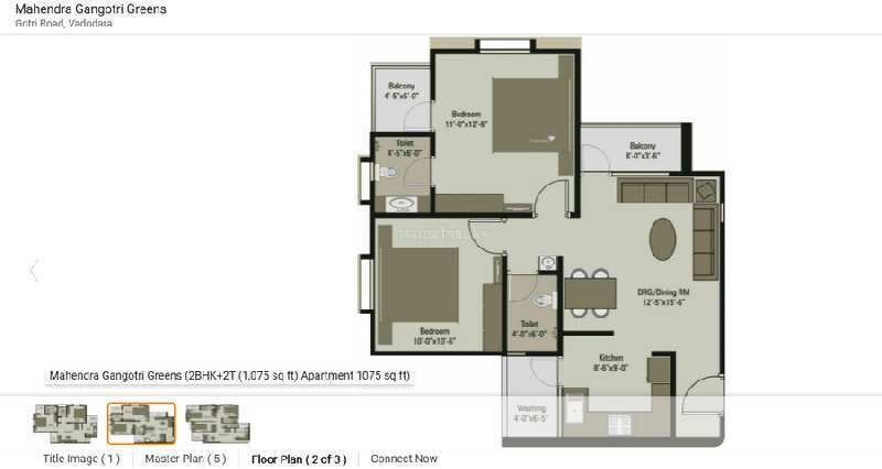 2 BHK Apartment 1075 Sq.ft. for Sale in Gotri, Vadodara