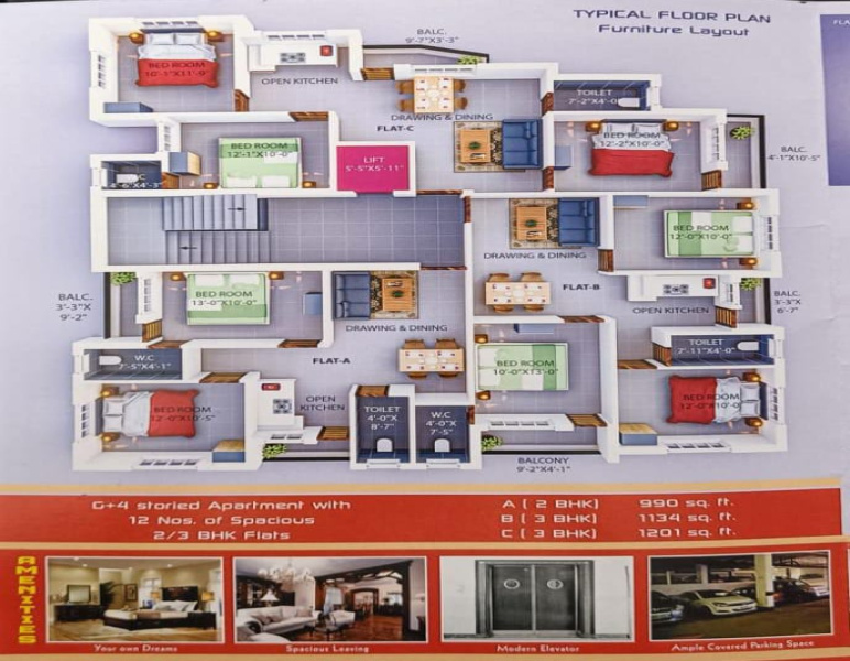 3 BHK Apartment 1000 Sq.ft. for Sale in Benachity, Durgapur