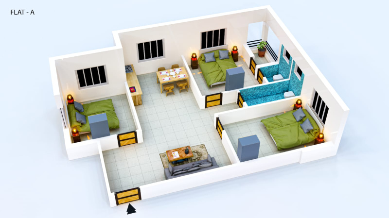 3 BHK Apartment 1351 Sq.ft. for Sale in Benachity, Durgapur