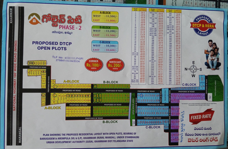  250 Sq. Yards Residential Plot for Sale in Gattu Singaram, Khammam