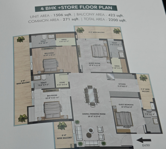 4 BHK Apartment 2200 Sq.ft. for Sale in Airport Road, Zirakpur