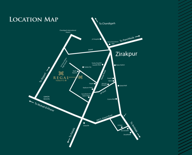 3 BHK Apartment 1320 Sq.ft. for Sale in Chandigarh Patiala Highway, Zirakpur