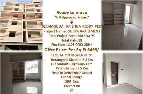 2 BHK Apartment 1106 Sq.ft. for Sale in Beeramguda, Hyderabad