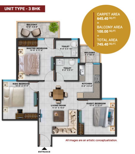 3 BHK 745 Sq.ft. Apartment for Sale in Sector 45 Faridabad