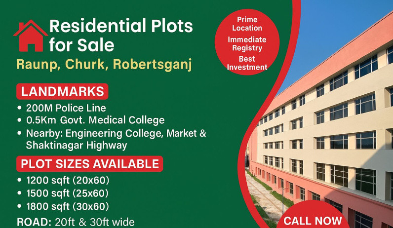 Residential Plot 1200 Sq.ft. for Sale in Robertsganj, Sonebhadra