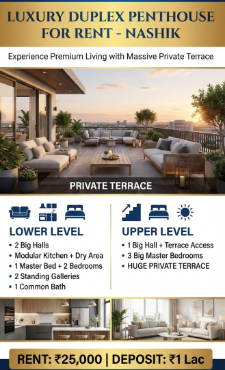  2200 Sq.ft. Penthouse for Rent in Rajiv Nagar, Nashik